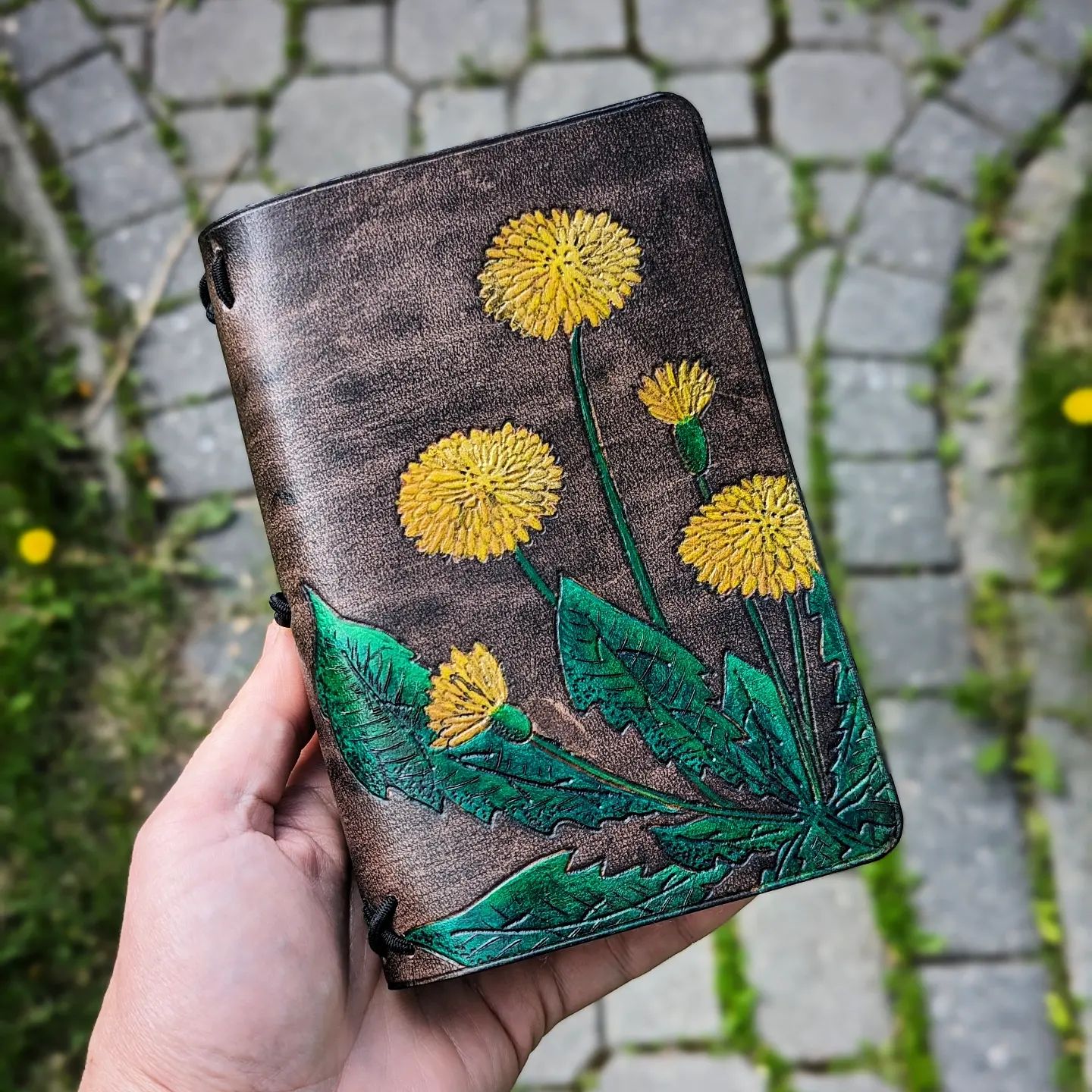 Pocket Traveller's Refillable Notebook | Pyrography Dandelions #1
