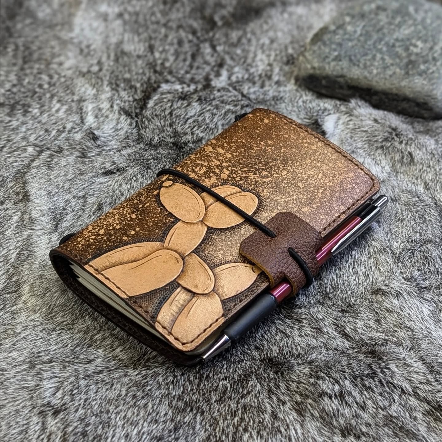 POCKET Traveller's Refillable Notebook | Tooled Balloon Dog #1