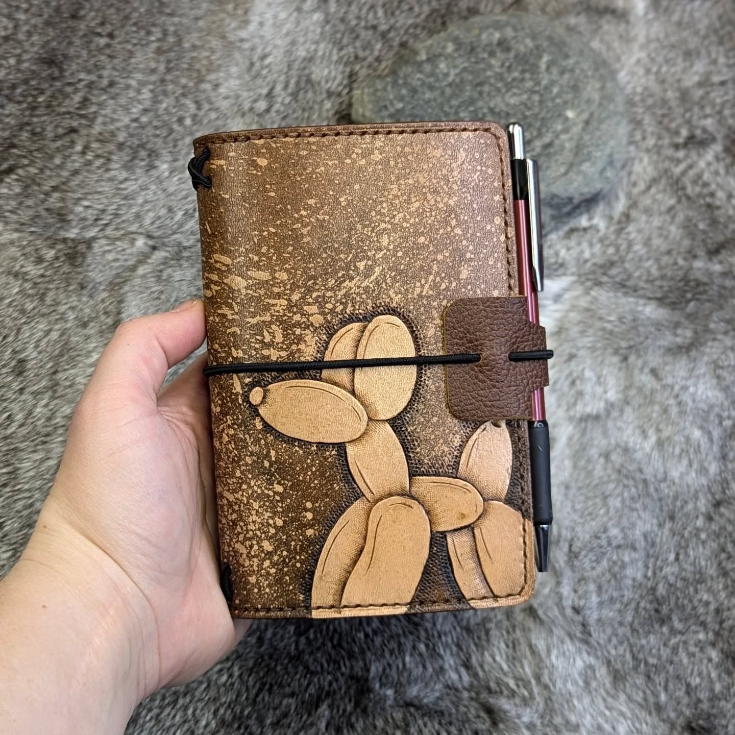 POCKET Traveller's Refillable Notebook | Tooled Balloon Dog #1