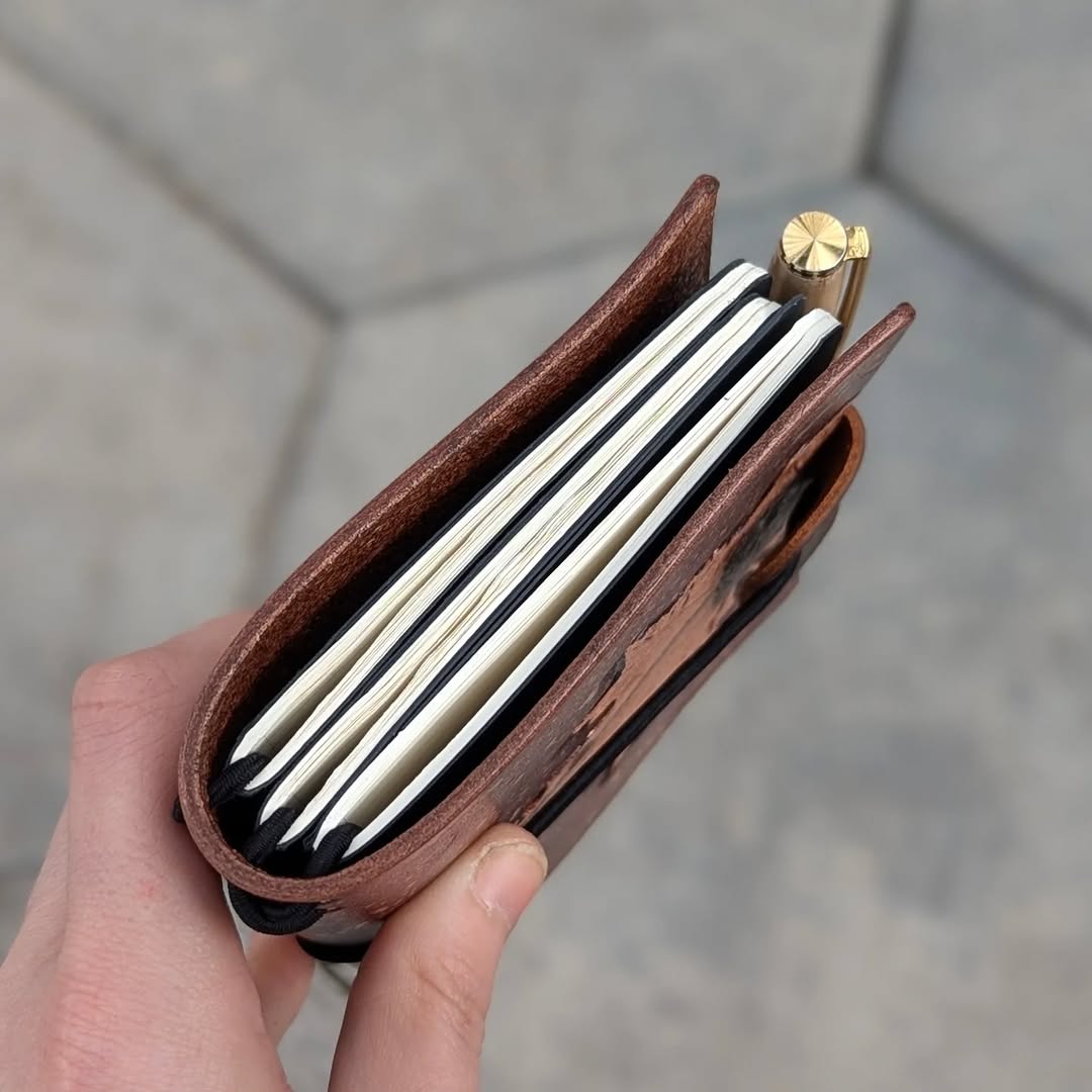 POCKET Traveller's Refillable Notebook | Tooled Natural Maple Leaf
