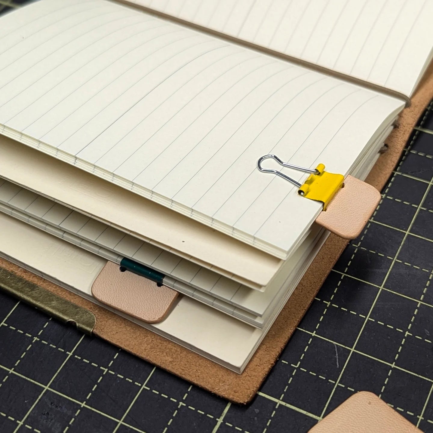 LEATHER BINDER CLIP TABS | Natural Veg, Set of Five, 15mm