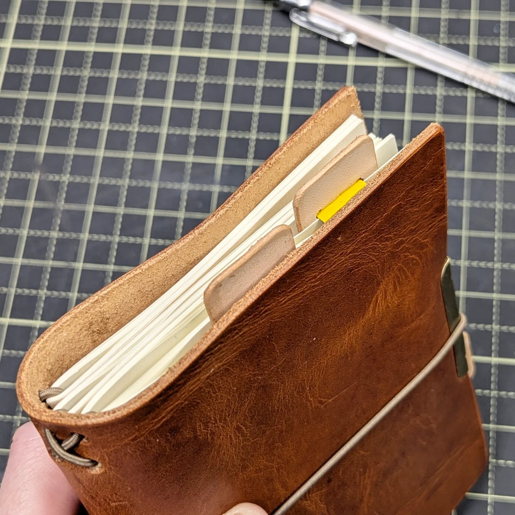 LEATHER BINDER CLIP TABS | Natural Veg, Set of Five, 15mm