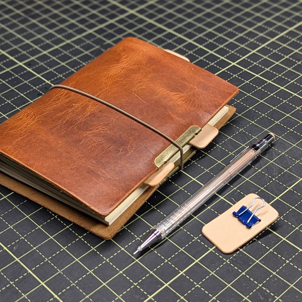 LEATHER BINDER CLIP TABS | Natural Veg, Set of Five, 15mm