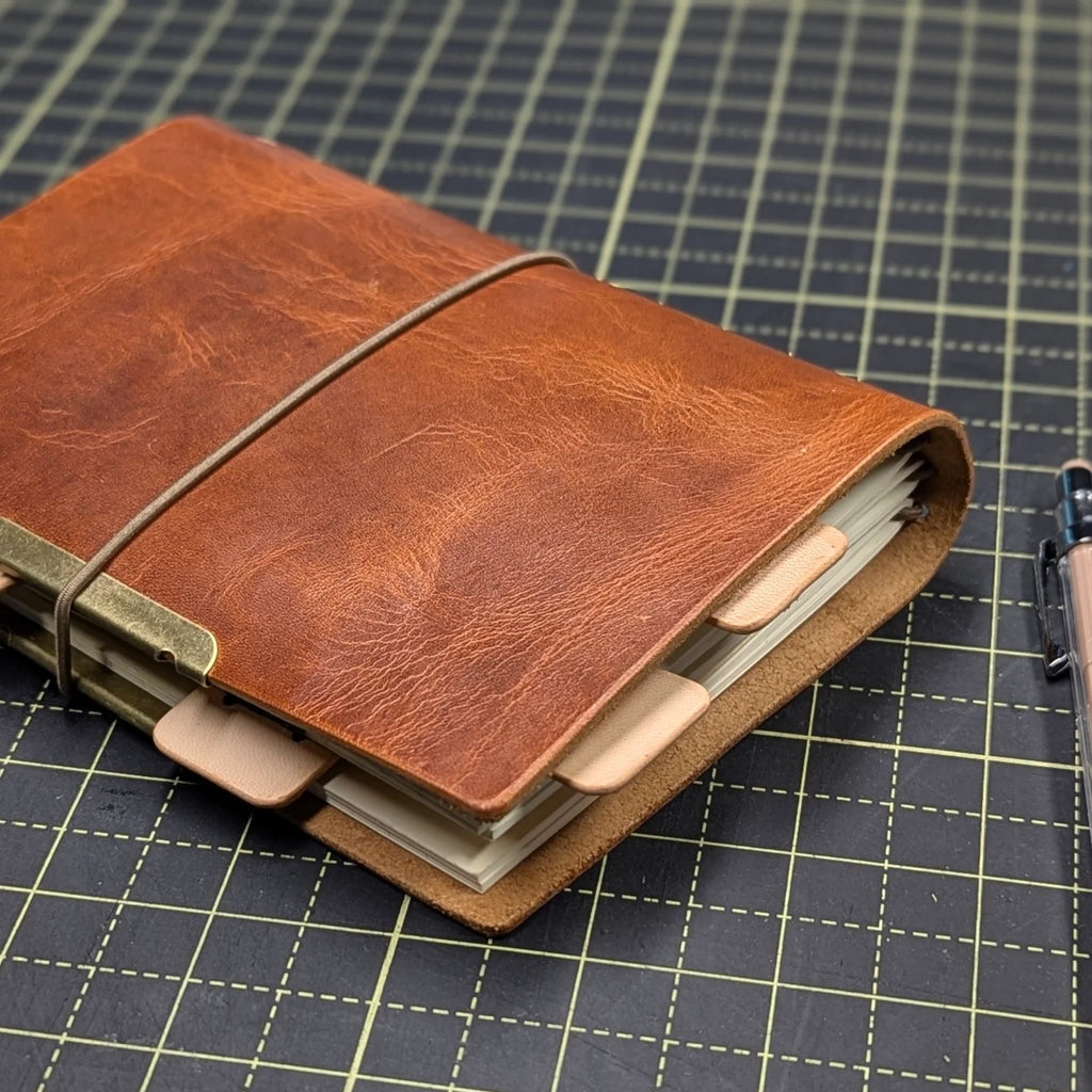 LEATHER BINDER CLIP TABS | Natural Veg, Set of Five, 15mm