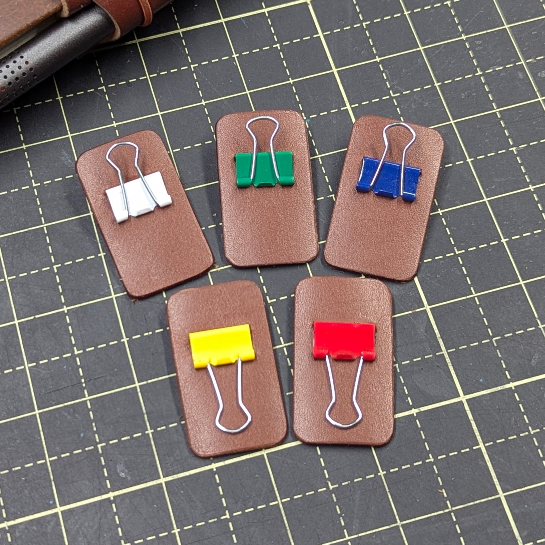 LEATHER BINDER CLIP TABS | Set of Five, 15mm