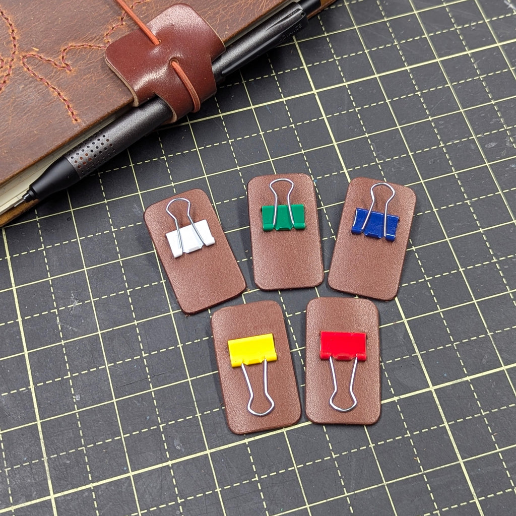 LEATHER BINDER CLIP TABS | Set of Five, 15mm