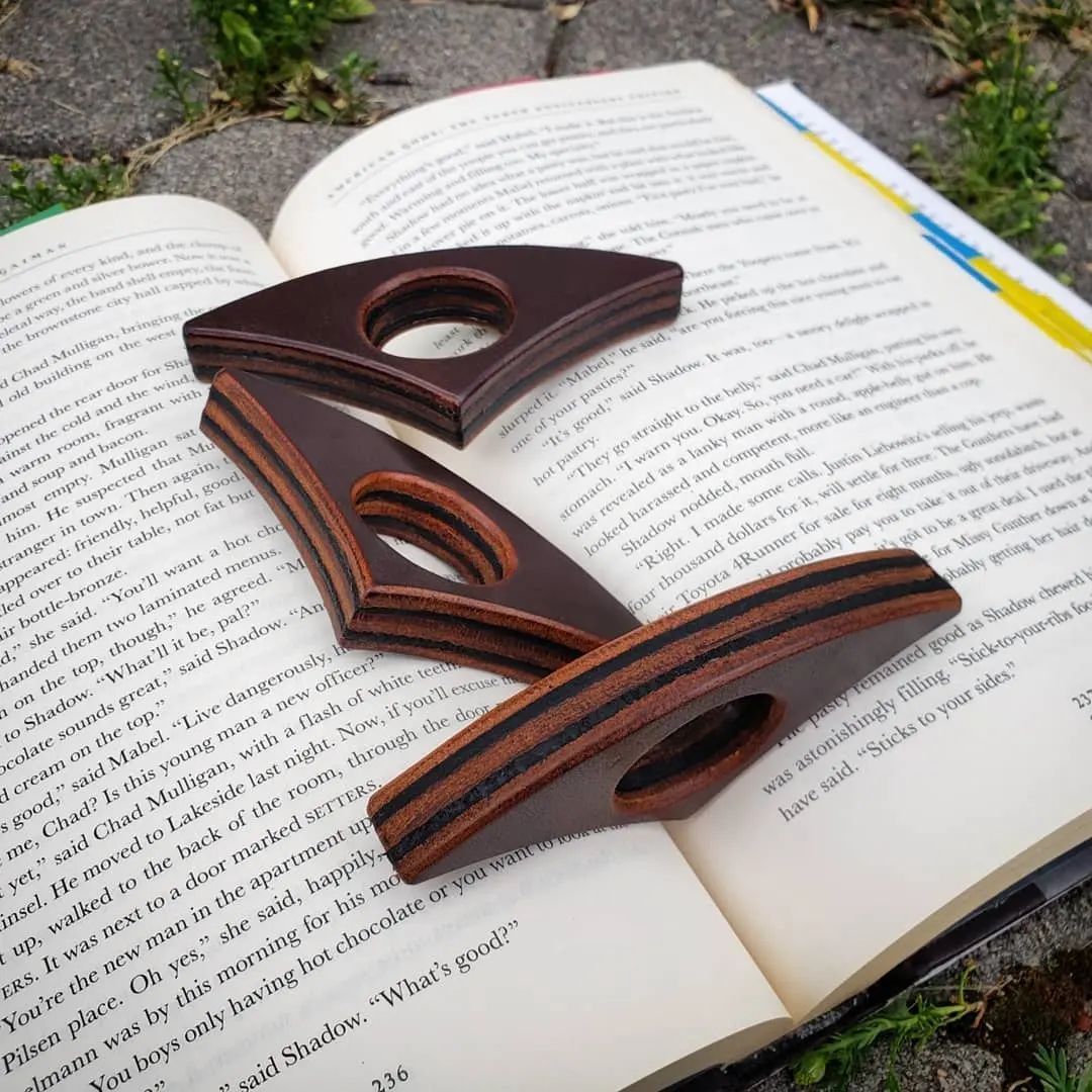 Stacked Leather Book Page Holder | Berry Brown + Black