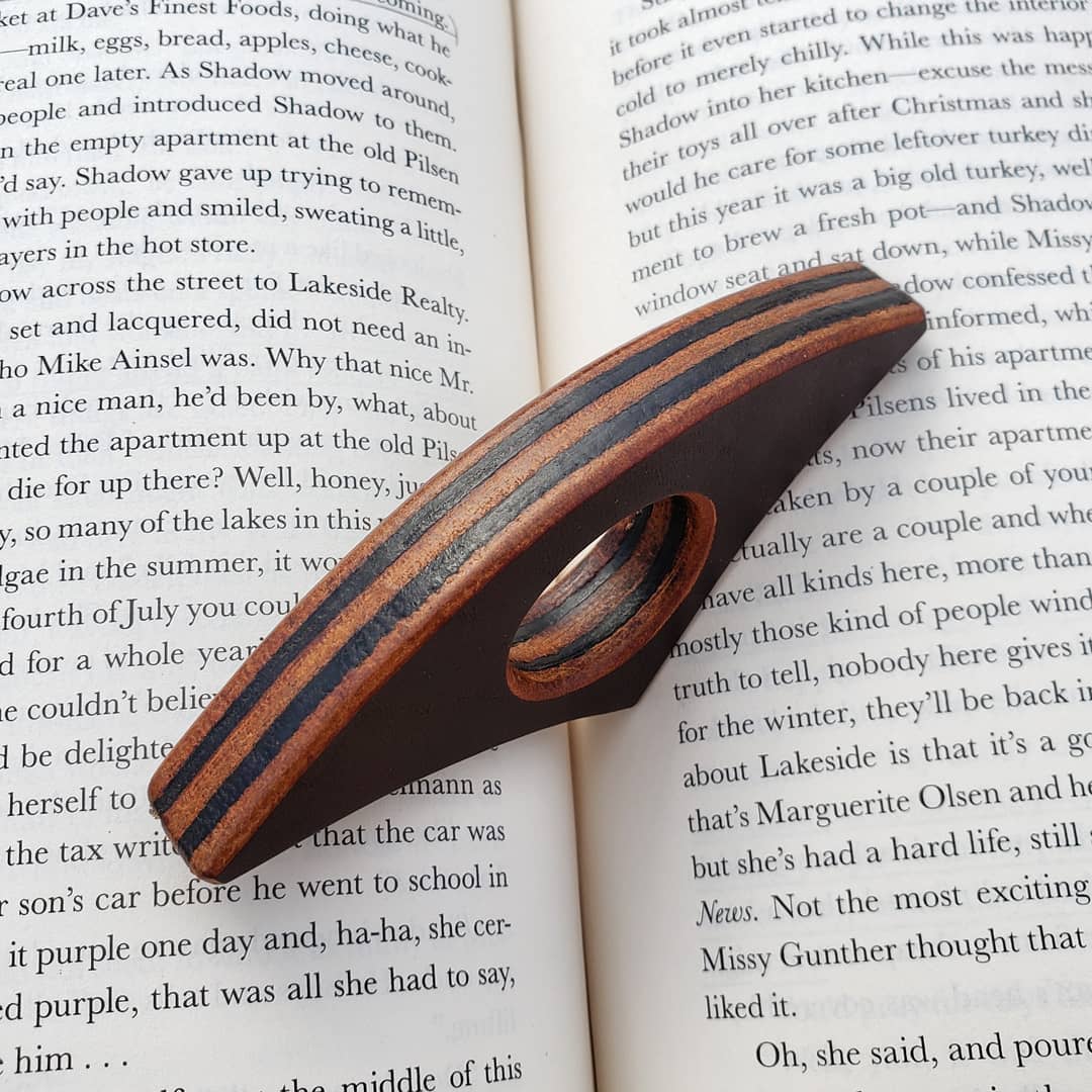 Stacked Leather Book Page Holder | Berry Brown + Black – Rowsome Leather