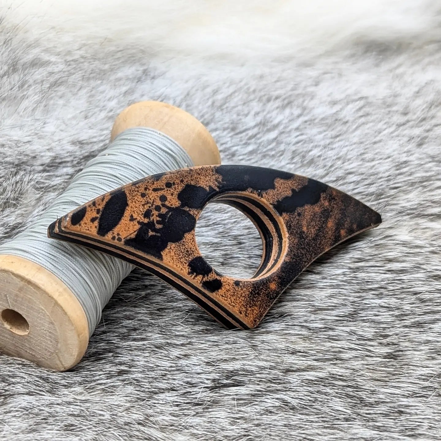 Stacked Leather Book Page Holder | Black Marble Shell Cordovan