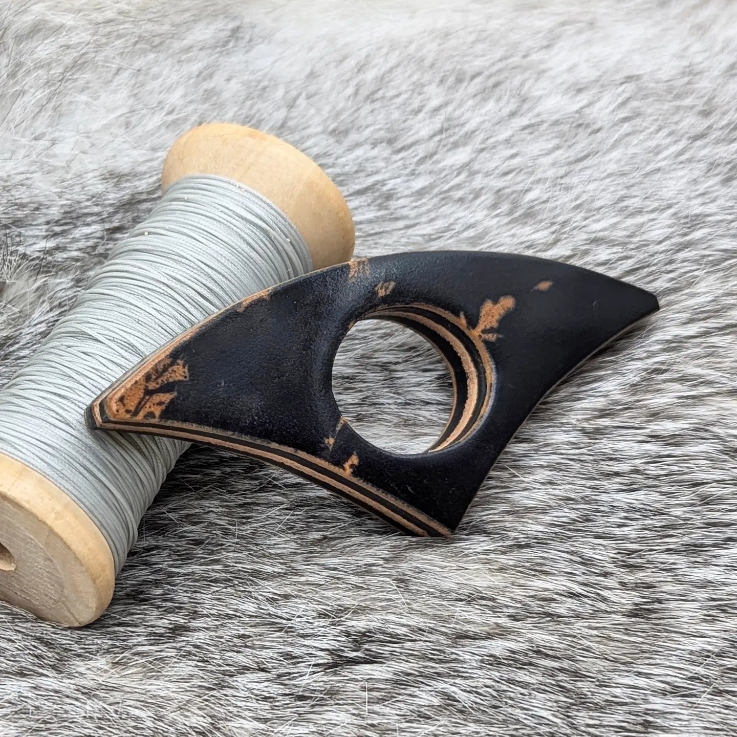 Stacked Leather Book Page Holder | Black Marble Shell Cordovan