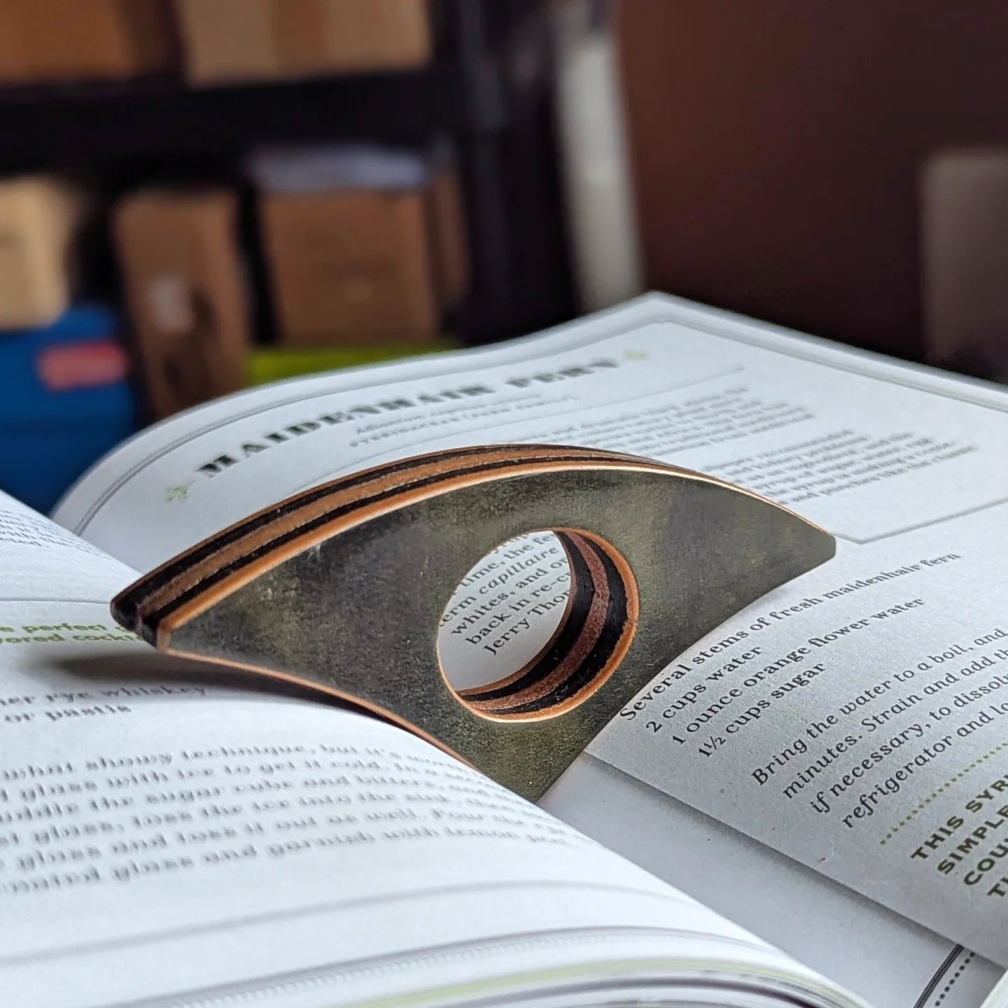 Stacked Leather Book Page Holder | Green Marble Shell Cordovan