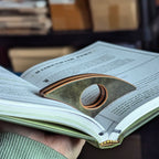 Stacked Leather Book Page Holder | Green Marble Shell Cordovan