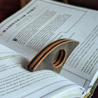 Stacked Leather Book Page Holder | Green Marble Shell Cordovan