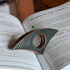 Stacked Leather Book Page Holder | Green Hatch Shell Cordovan