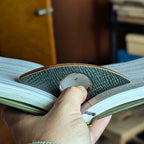 Stacked Leather Book Page Holder | Green Hatch Shell Cordovan