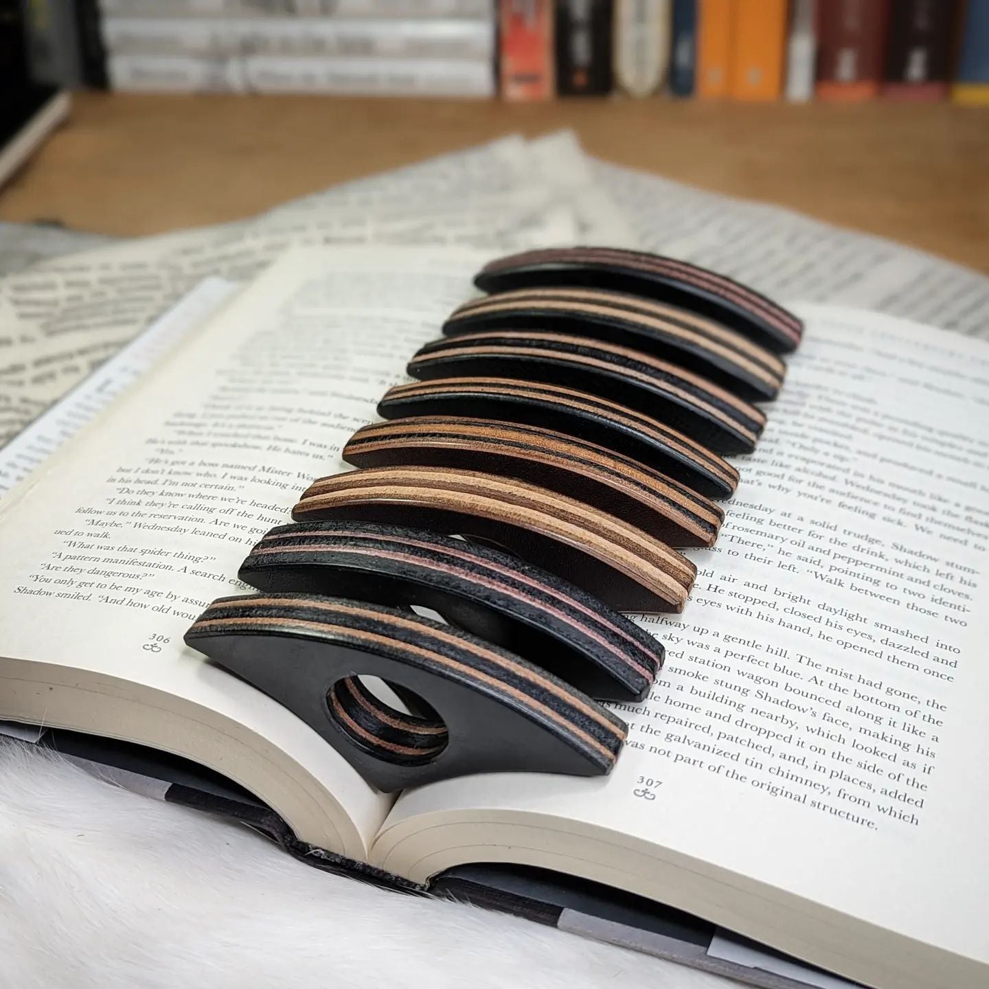 Stacked Leather Book Page Holders | One-Offs