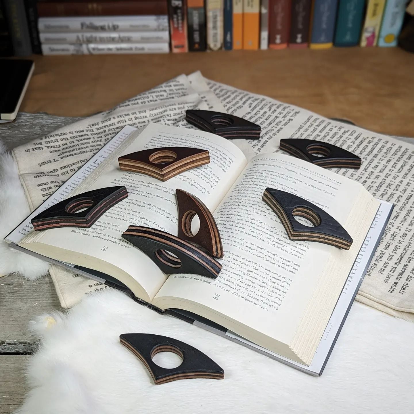 Stacked Leather Book Page Holders | One-Offs