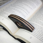 Stacked Leather Book Page Holder | Coal Black + Natural