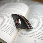 Stacked Leather Book Page Holder | Coal Black + Natural