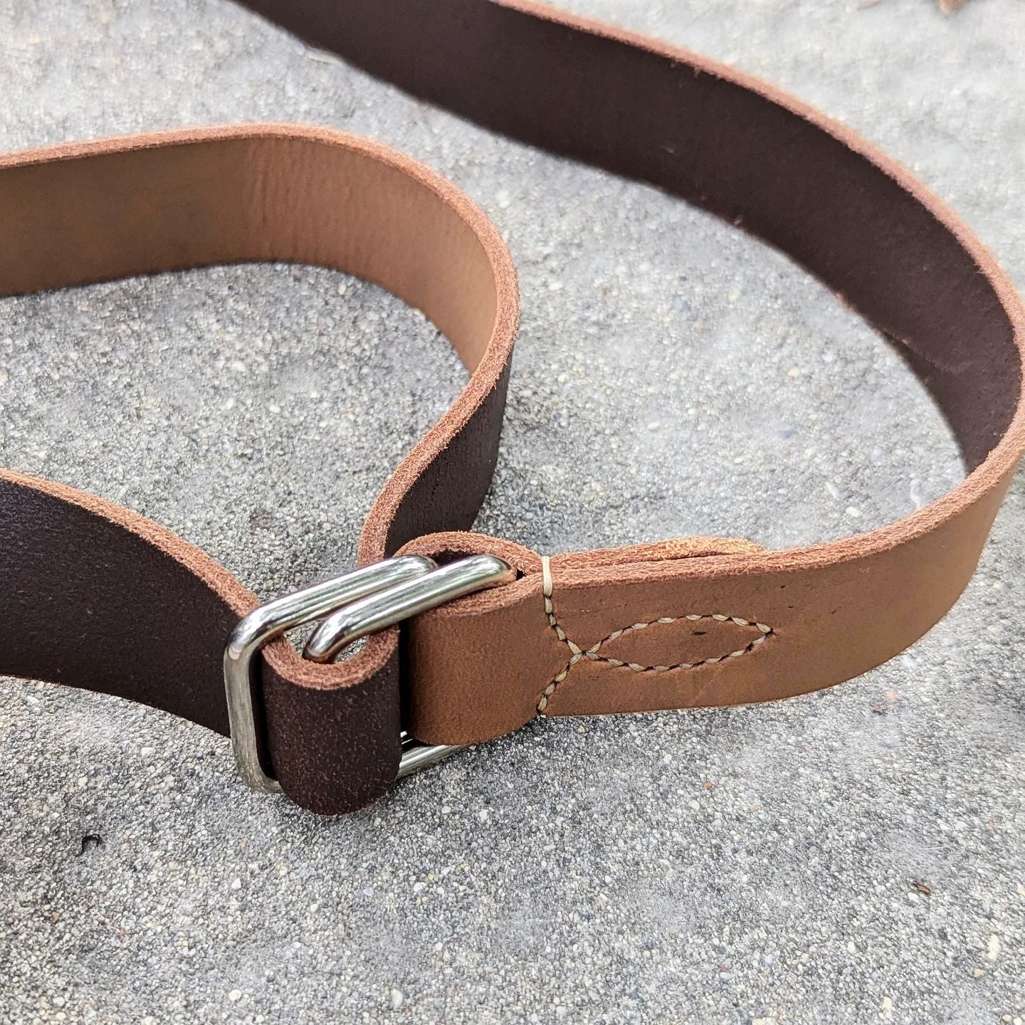 'The Byron' Adjustable | Classic Book Belt in Brown Bison Leather