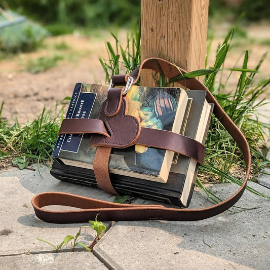 'The Brontë' | Heart-Shaped Book Strap in Berry Brown
