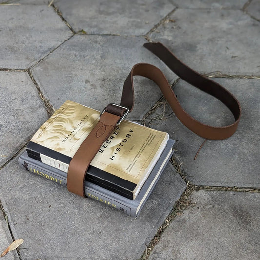 'The Hemingway' | Minimalist Book Belt in Brown Bison Leather