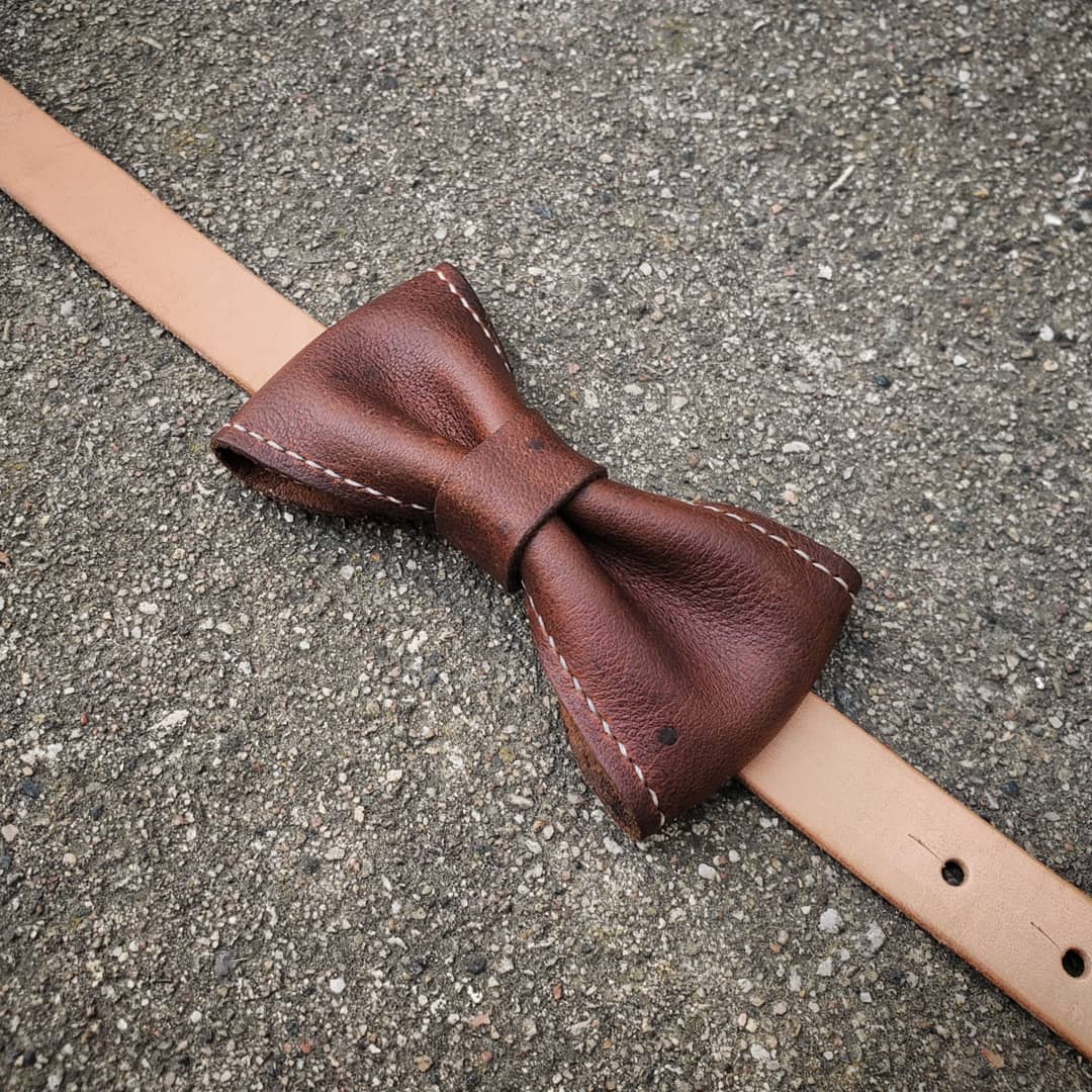 Bow Tie | Brown with Natural Strap + Button Closure