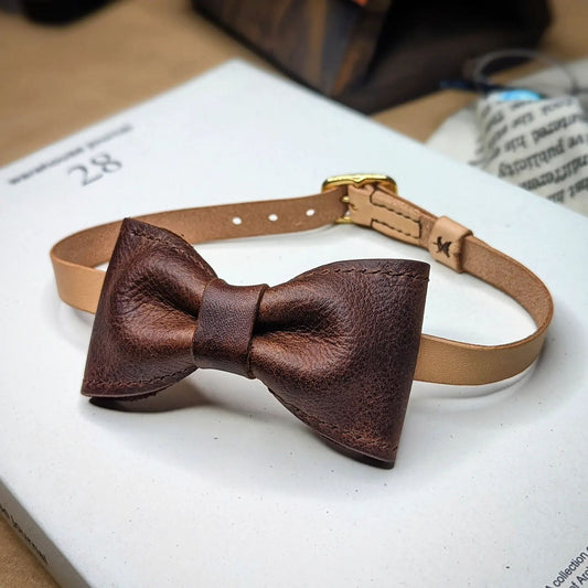 Bow Tie | Brown with Natural Strap + Buckle Closure