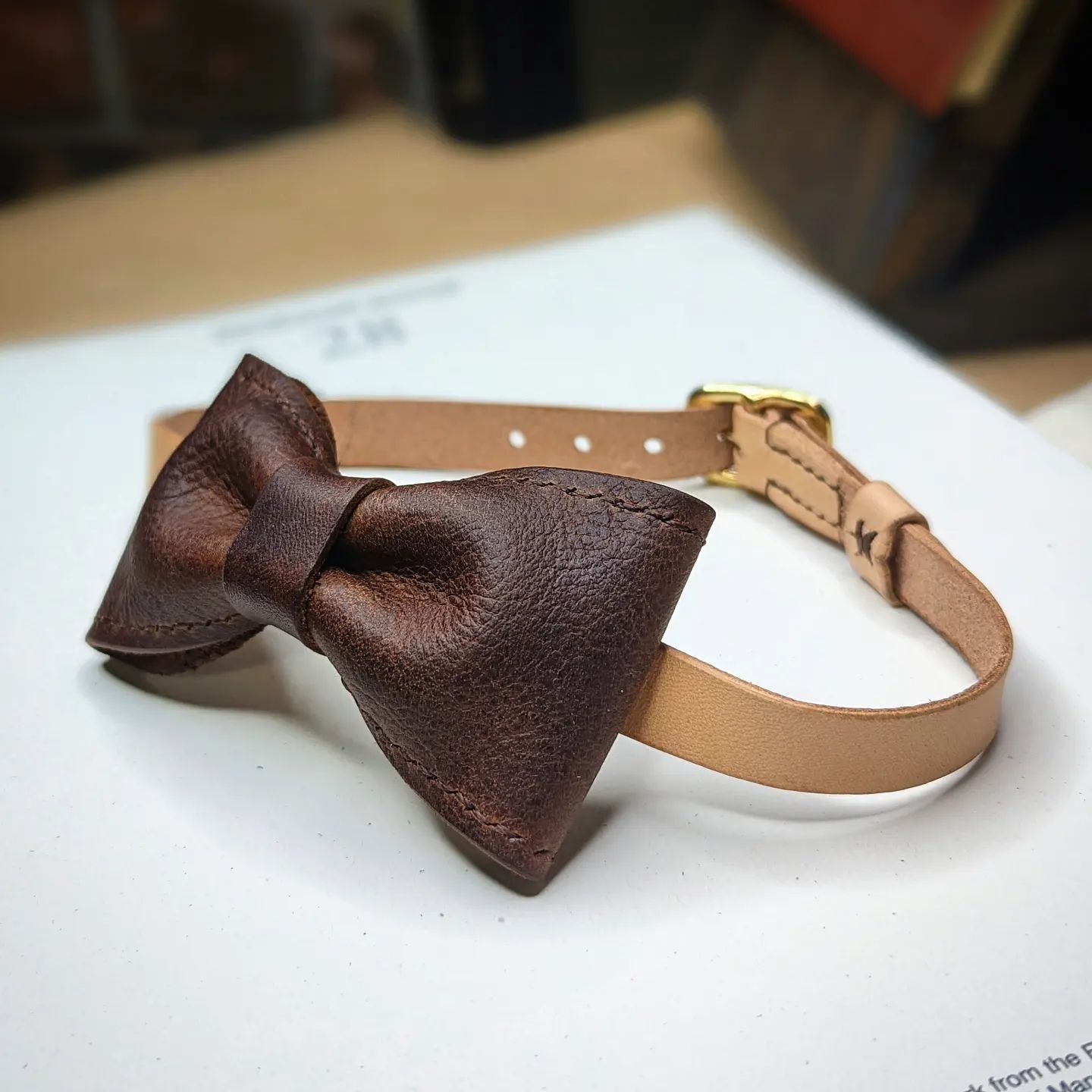 Bow Tie | Brown with Natural Strap + Buckle Closure