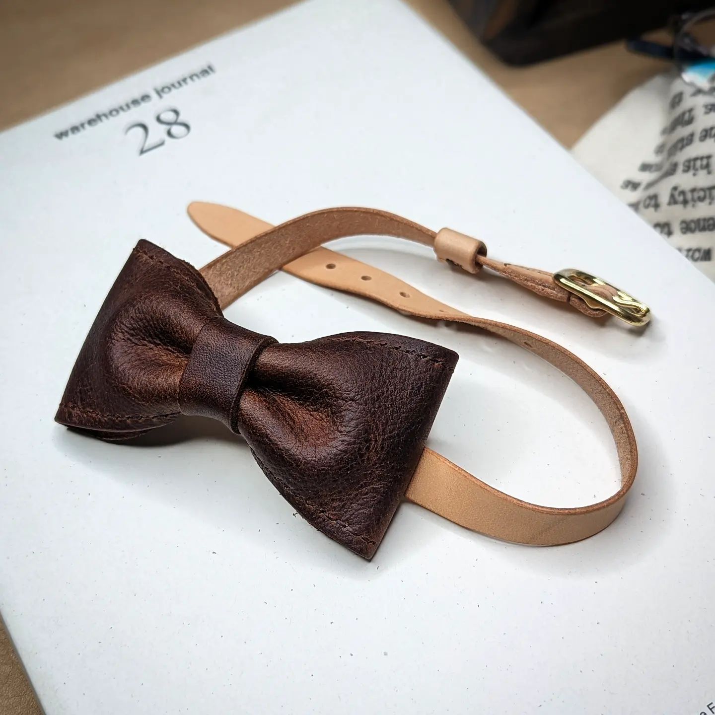 Bow Tie | Brown with Natural Strap + Buckle Closure