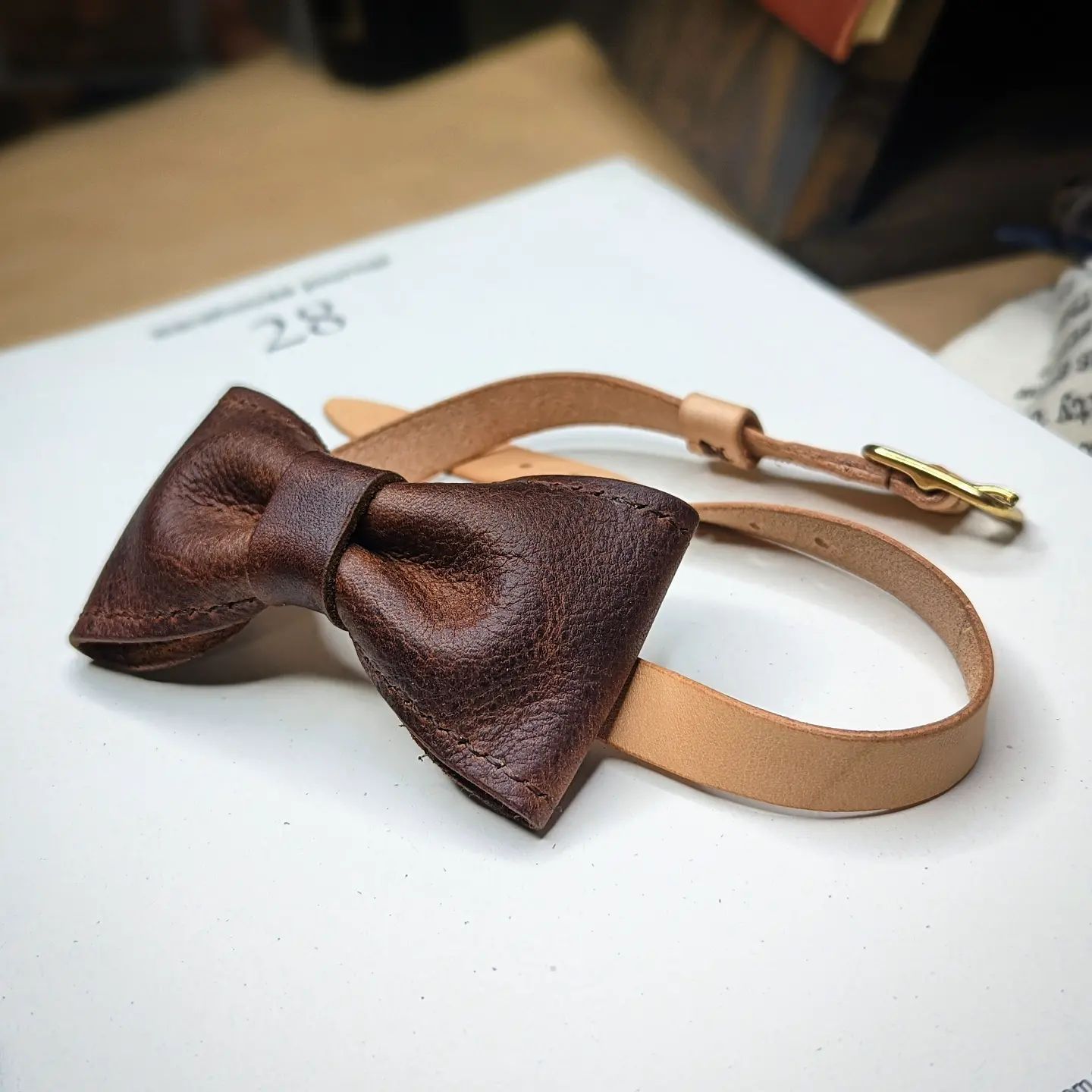 Bow Tie | Brown with Natural Strap + Buckle Closure