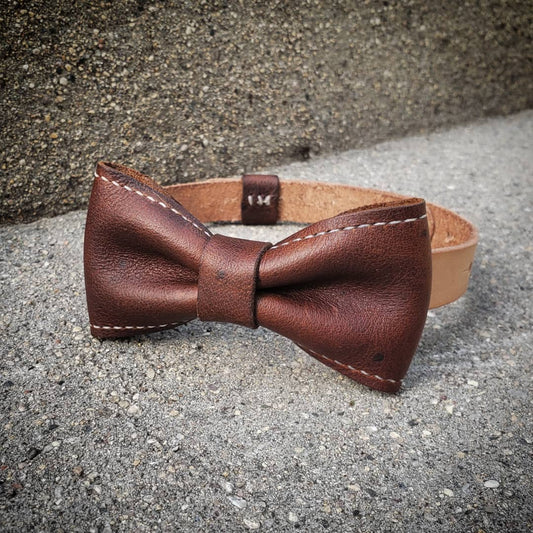 Bow Tie | Brown with Natural Strap + Button Closure