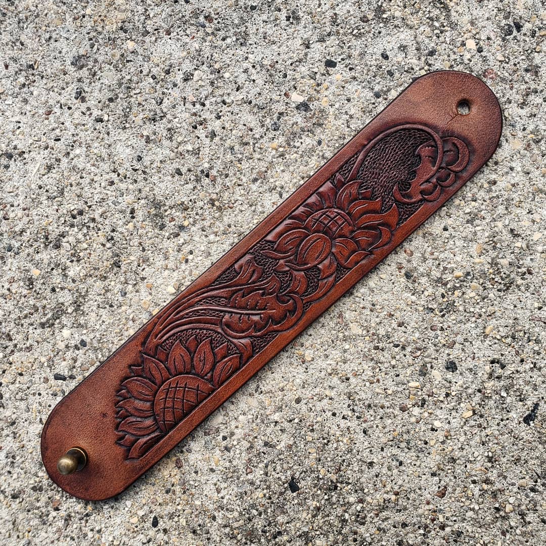 Wrist Cuff | Tooled Sunflower