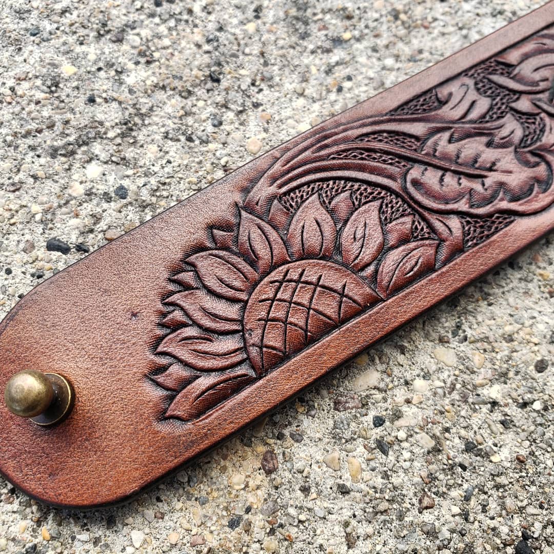 Wrist Cuff | Tooled Sunflower