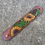 Wrist Cuff | Tooled + Painted Sunflower #1
