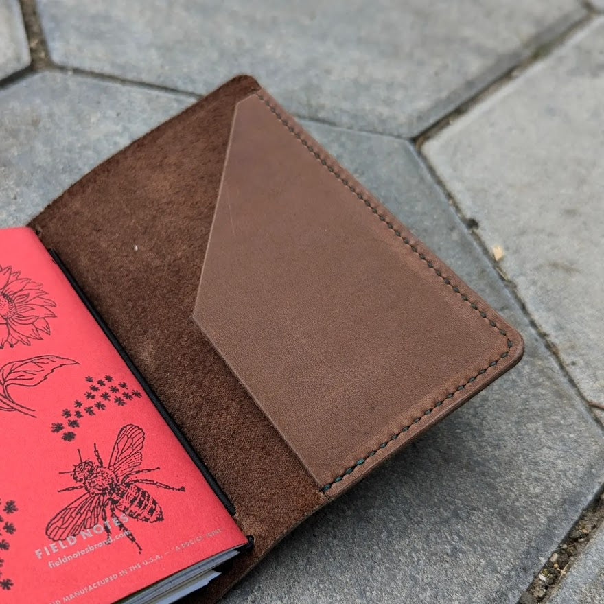 Pocket Size Traveller's Refillable Notebook | Brown with One 'Live Edge' Pocket