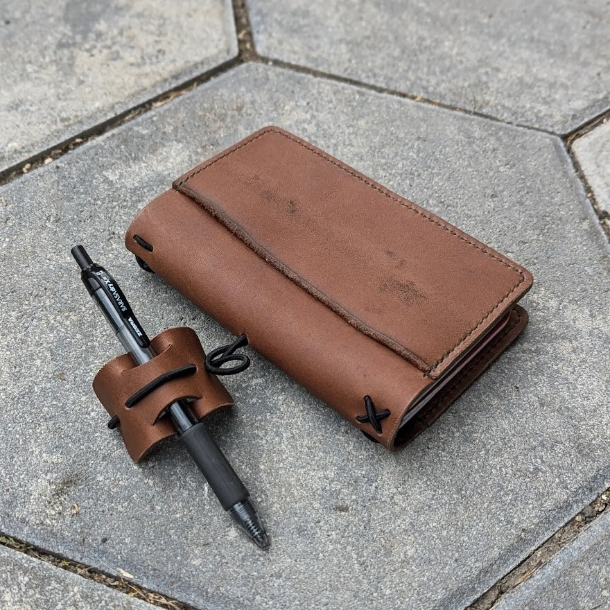 Pocket Size Traveller's Refillable Notebook | Brown with One 'Live Edge' Pocket