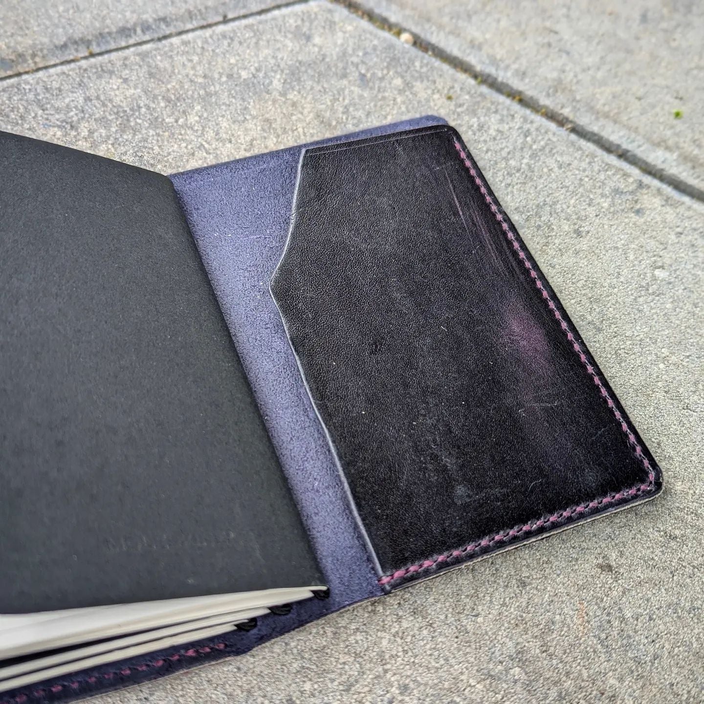 Pocket Size Traveller's Refillable Notebook | Eggplant Purple with 'Live Edge' #2