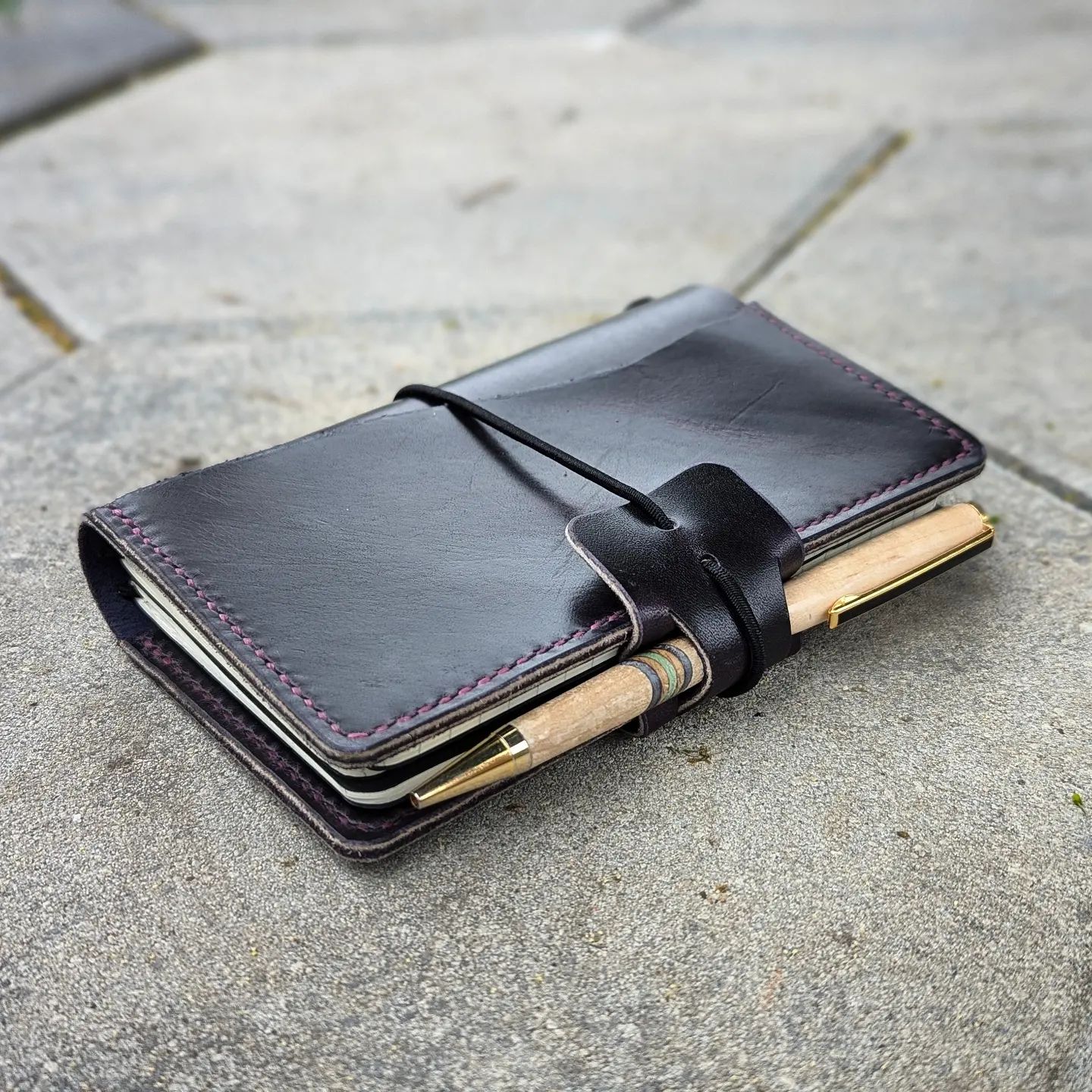 Pocket Size Traveller's Refillable Notebook | Eggplant Purple with 'Live Edge' #2