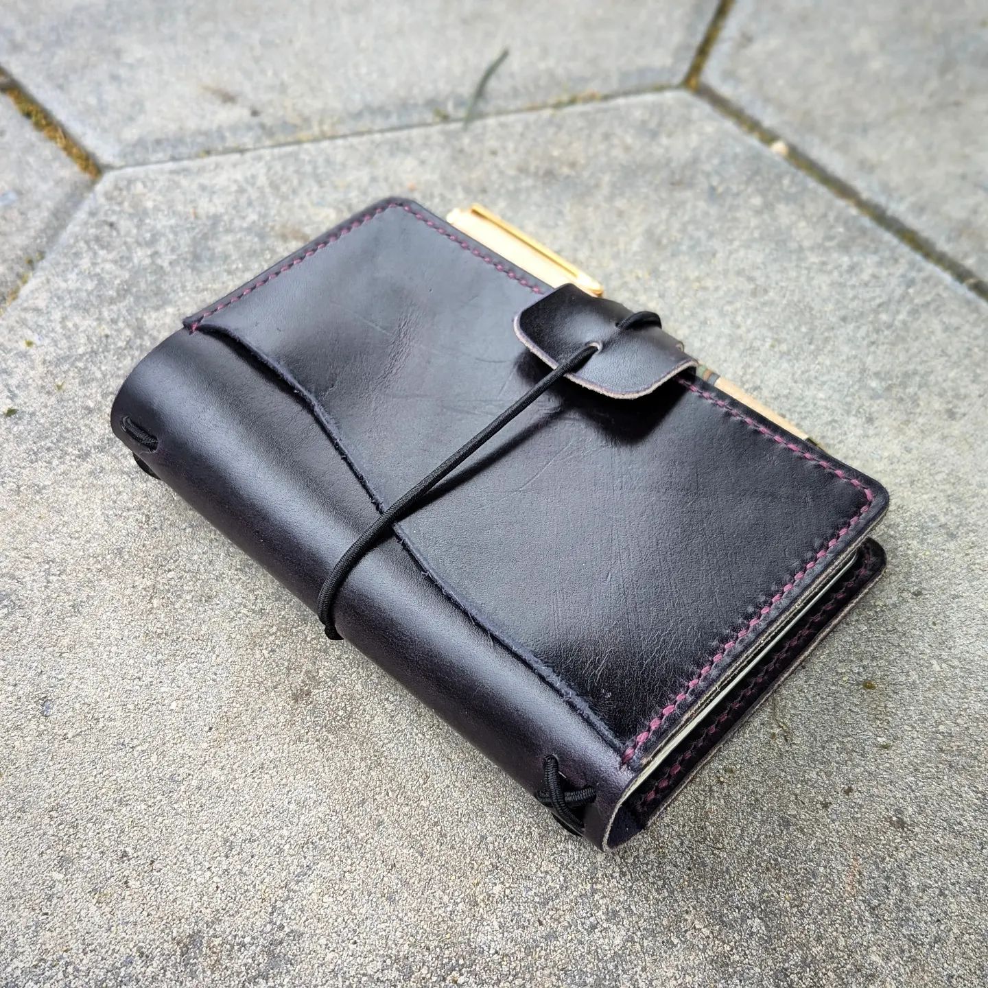 Pocket Size Traveller's Refillable Notebook | Eggplant Purple with 'Live Edge' #2