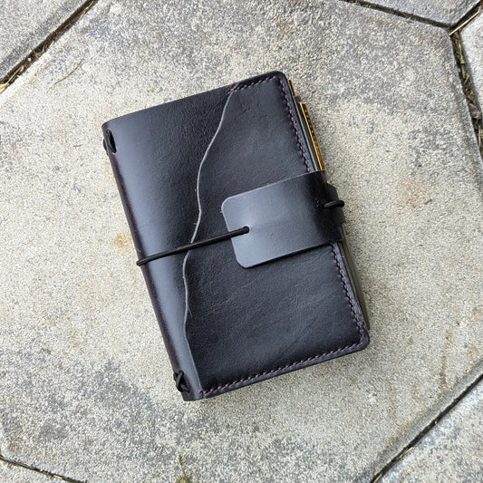 Pocket Size Traveller's Refillable Notebook | Eggplant Purple 'Live Edge' #3