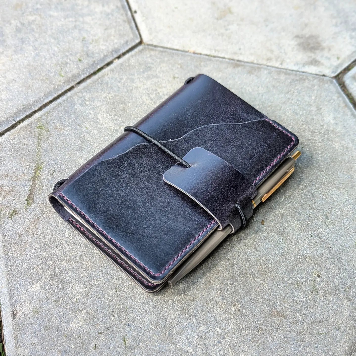 Pocket Size Traveller's Refillable Notebook | Eggplant Purple 'Live Edge' #3