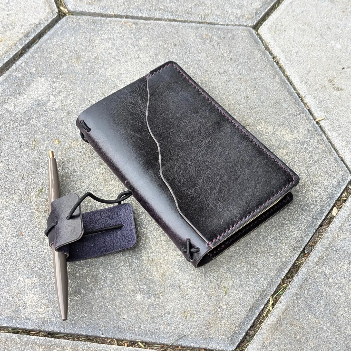 Pocket Size Traveller's Refillable Notebook | Eggplant Purple 'Live Edge' #3