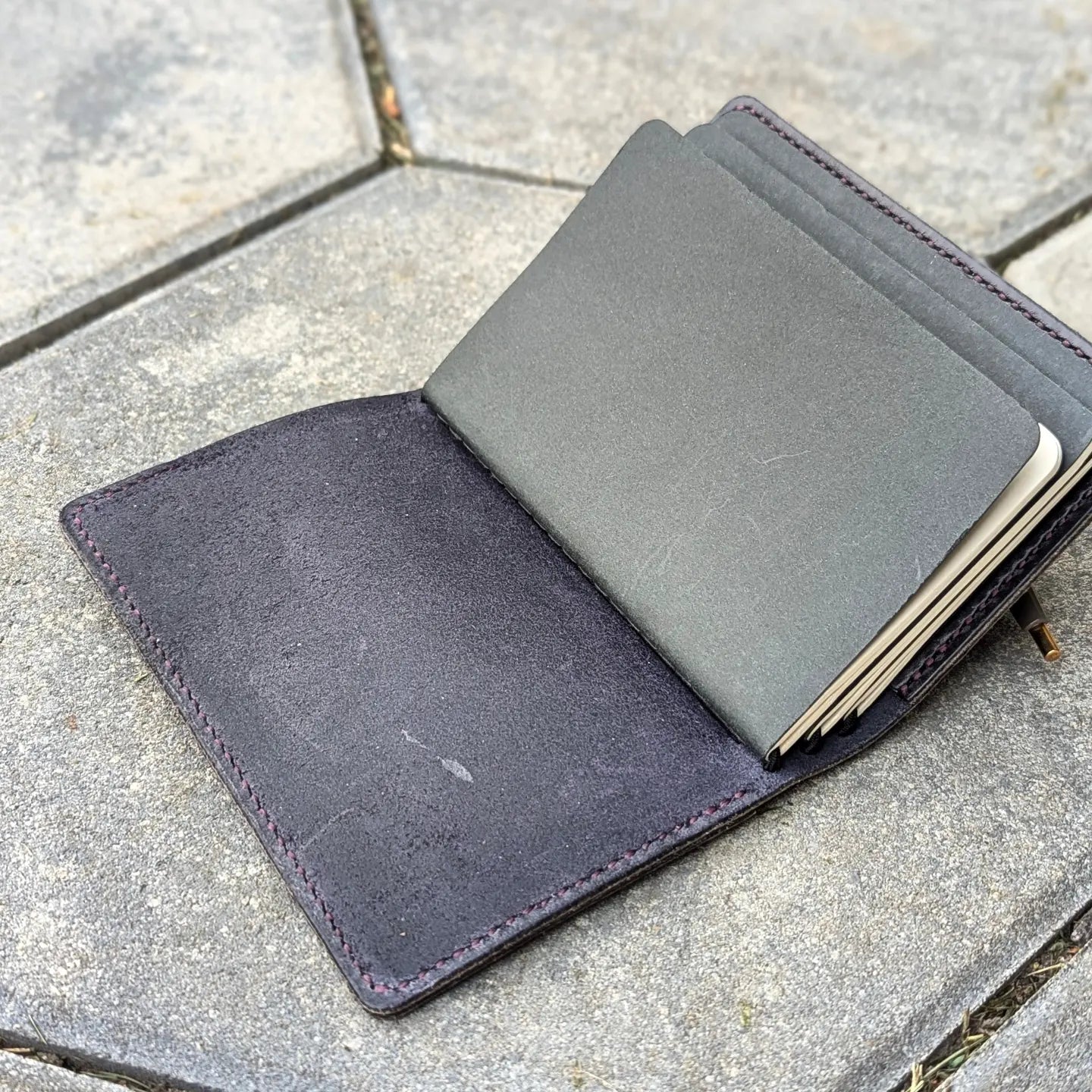 Pocket Size Traveller's Refillable Notebook | Eggplant Purple 'Live Edge' #3