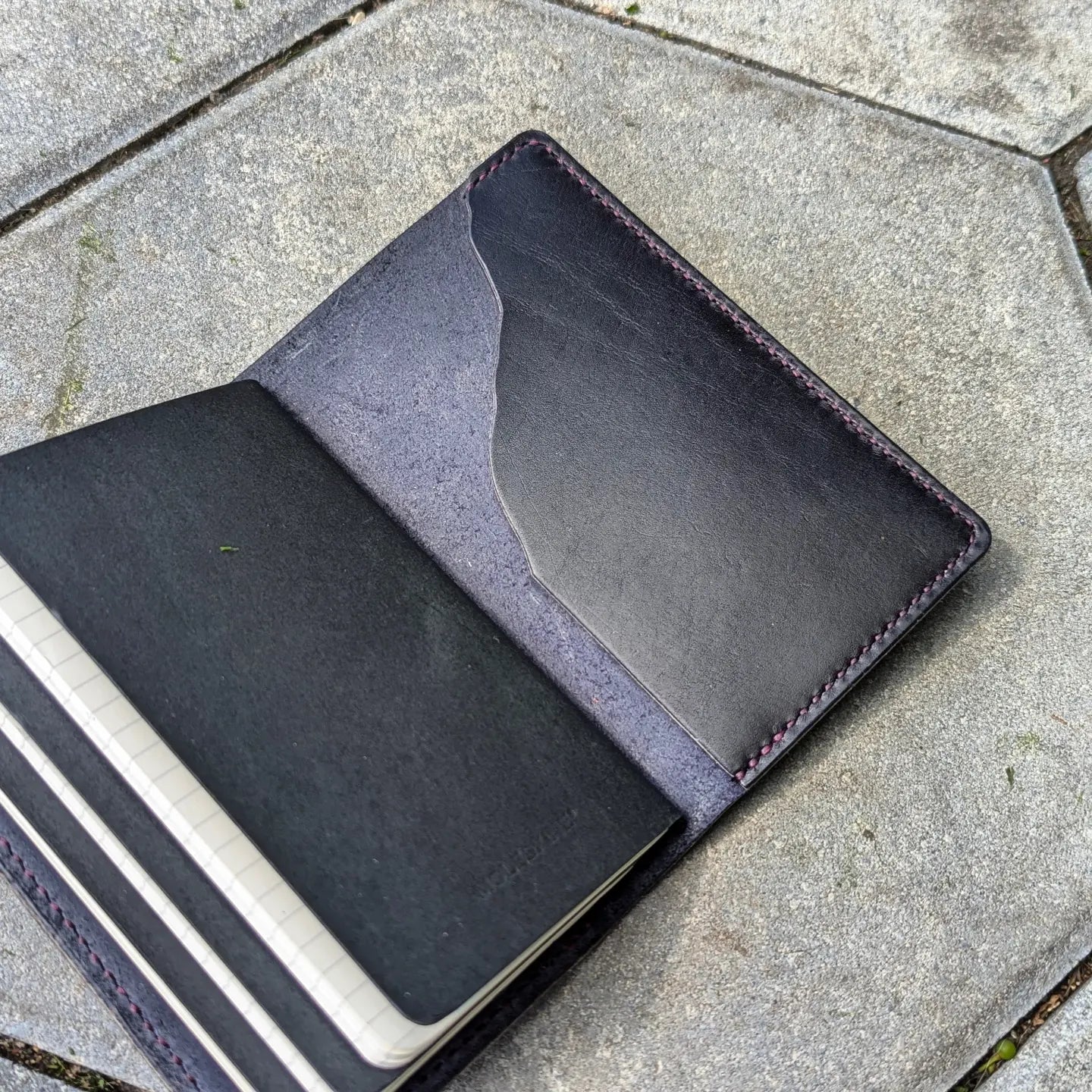 Pocket Size Traveller's Refillable Notebook | Eggplant Purple 'Live Edge' #3