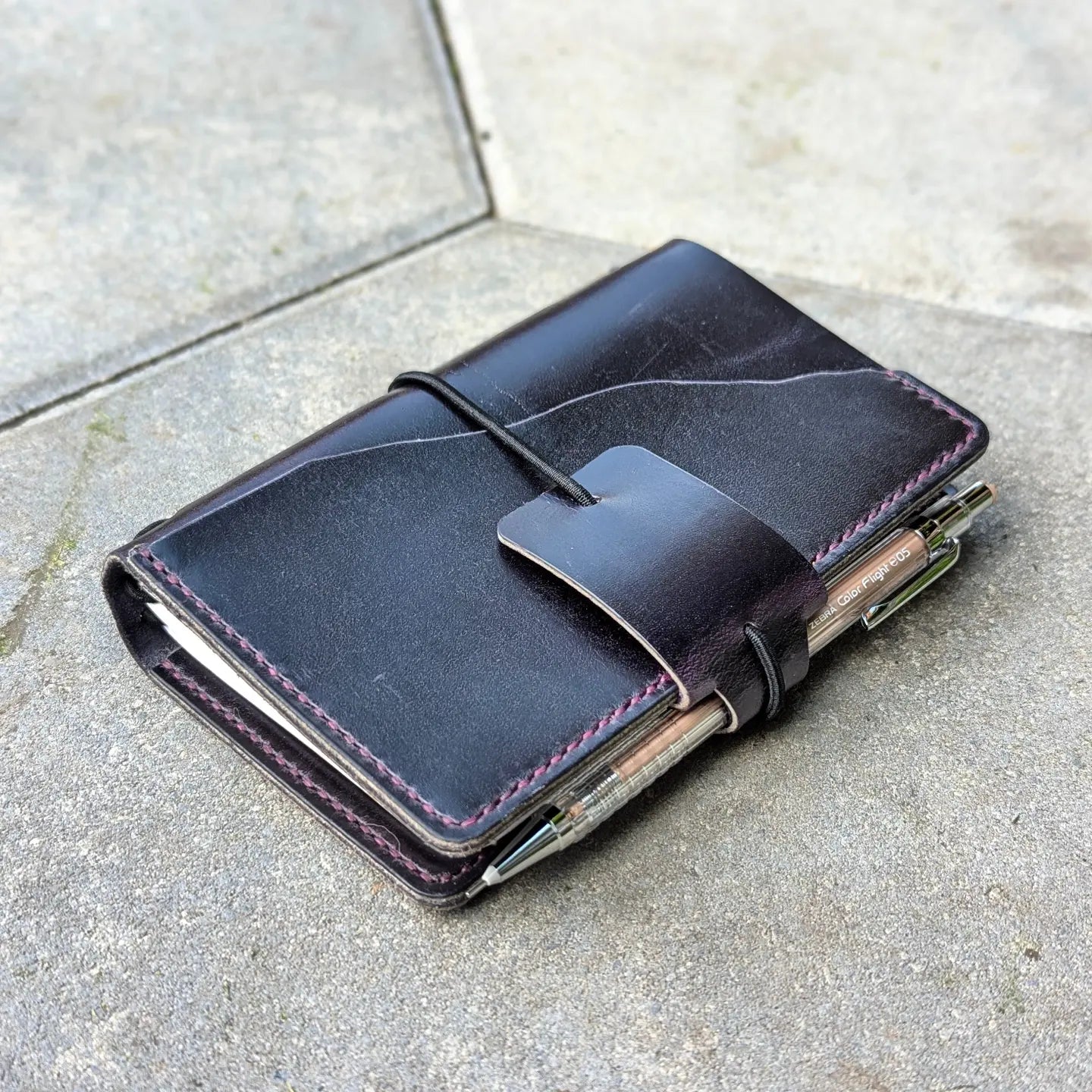 Pocket Size Traveller's Refillable Notebook | Eggplant Purple 'Live Edge' #4