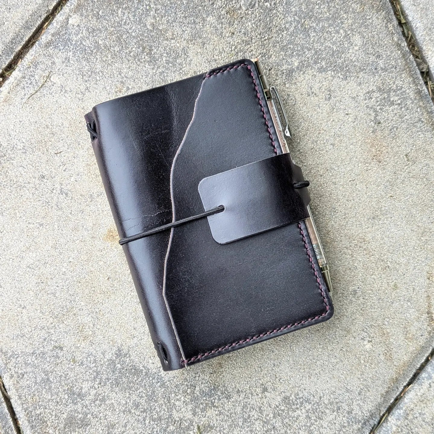 Pocket Size Traveller's Refillable Notebook | Eggplant Purple 'Live Edge' #4