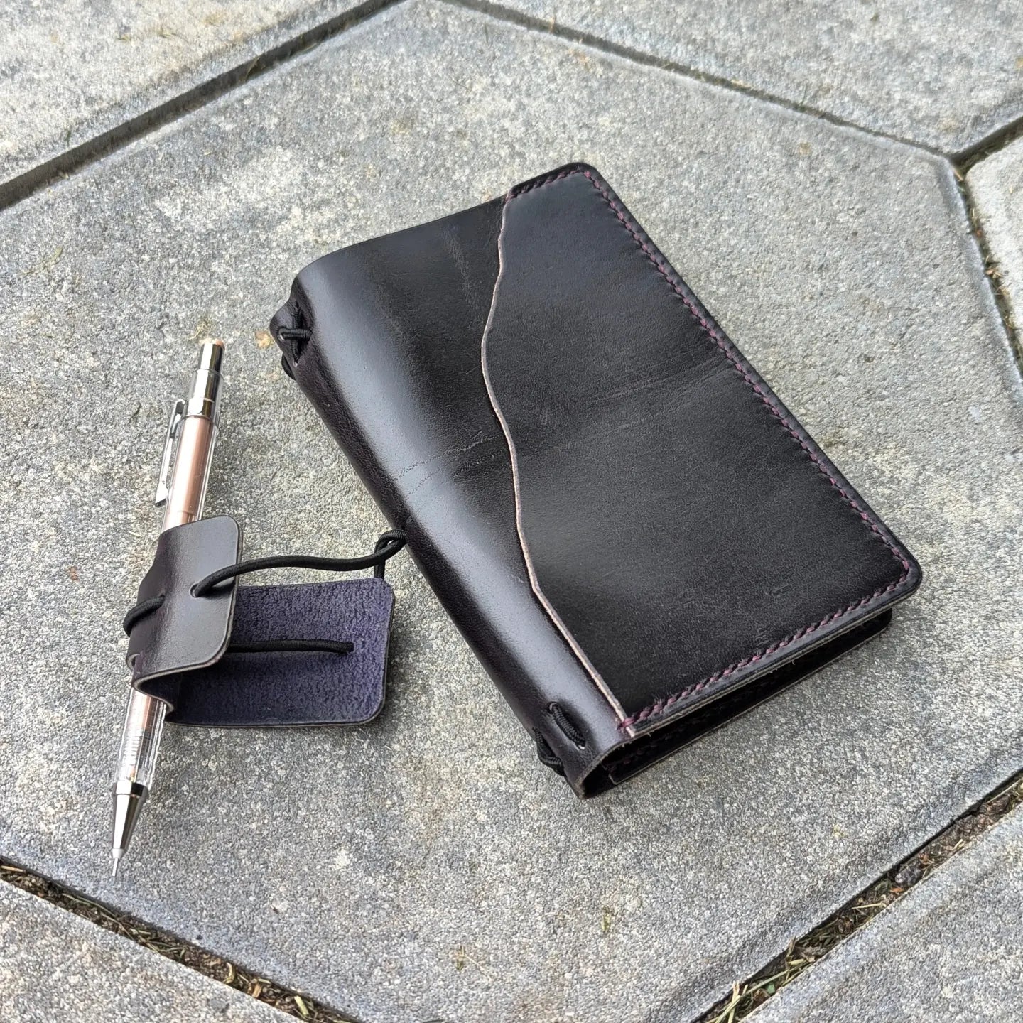 Pocket Size Traveller's Refillable Notebook | Eggplant Purple 'Live Edge' #4