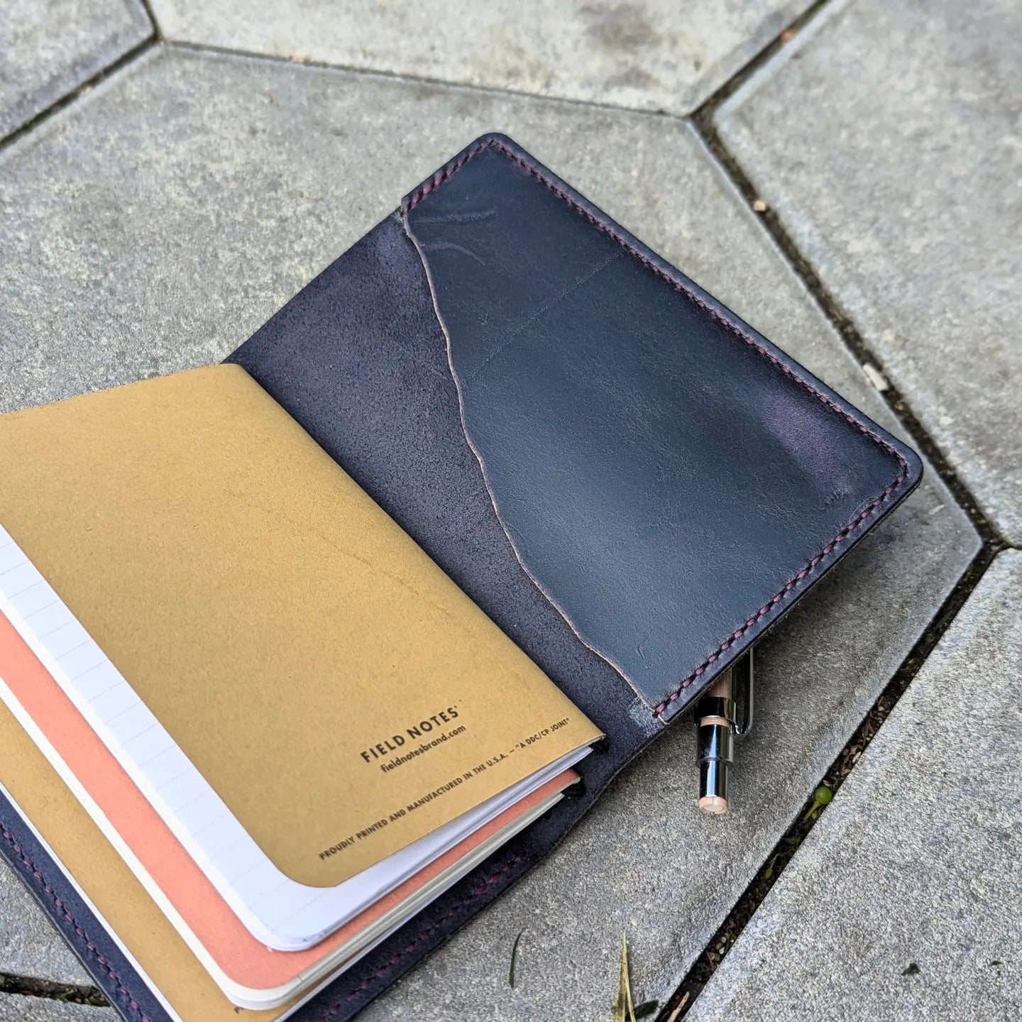 Pocket Size Traveller's Refillable Notebook | Eggplant Purple 'Live Edge' #4