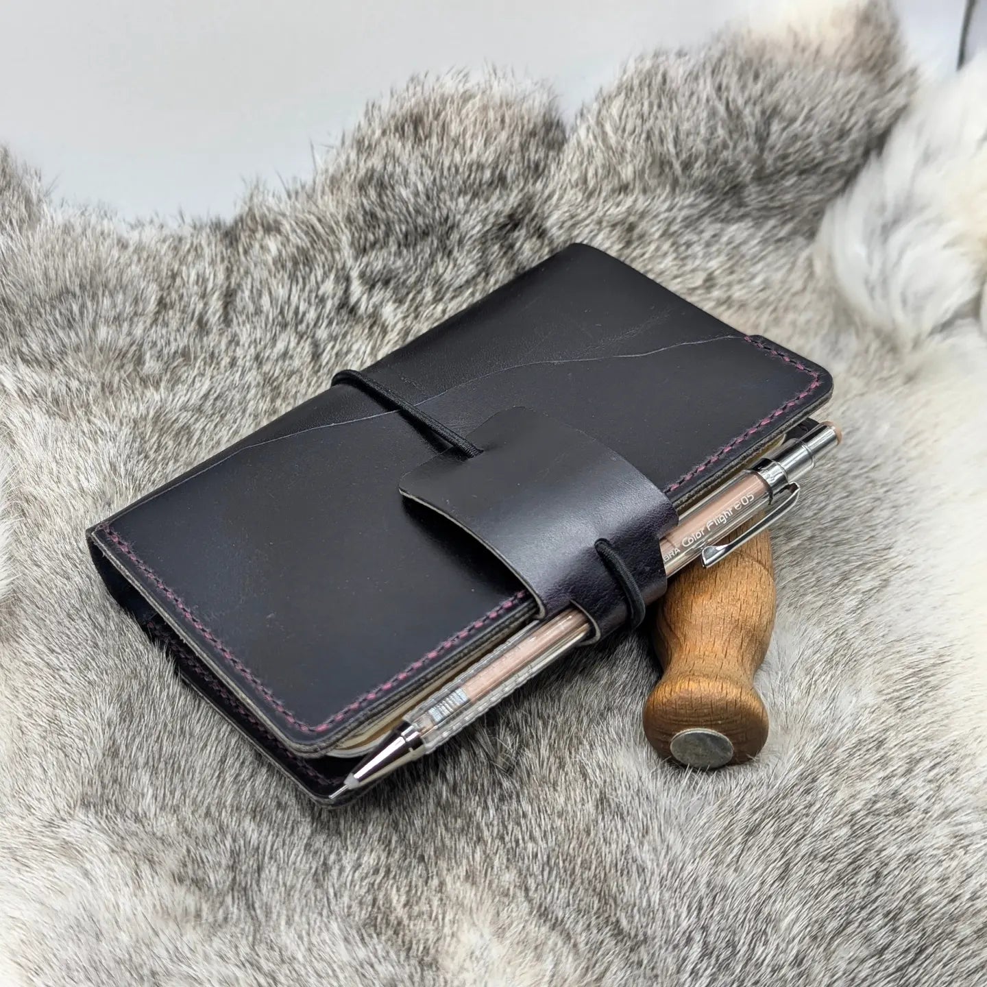 Pocket Size Traveller's Refillable Notebook | Eggplant Purple 'Live Edge' #4